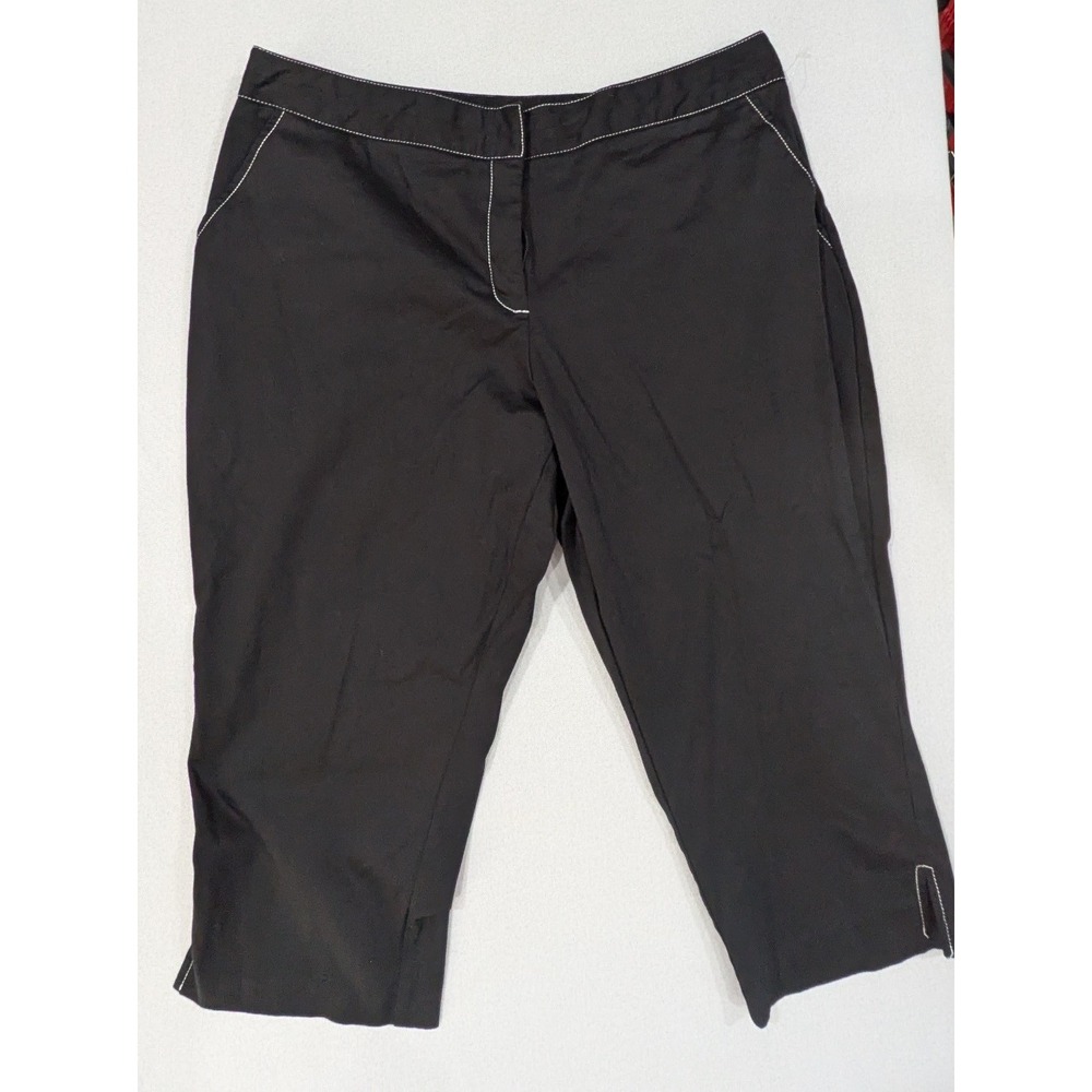 Courtenay Capri Pants Women 18W Black Excellent Contrast Stitch Cotton Stretch